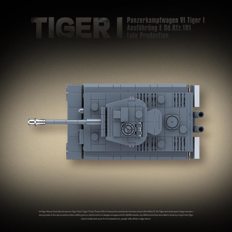 Lego-Compatible WWII Tiger I Tank Building Blocks - Military Series Toy for Boys
