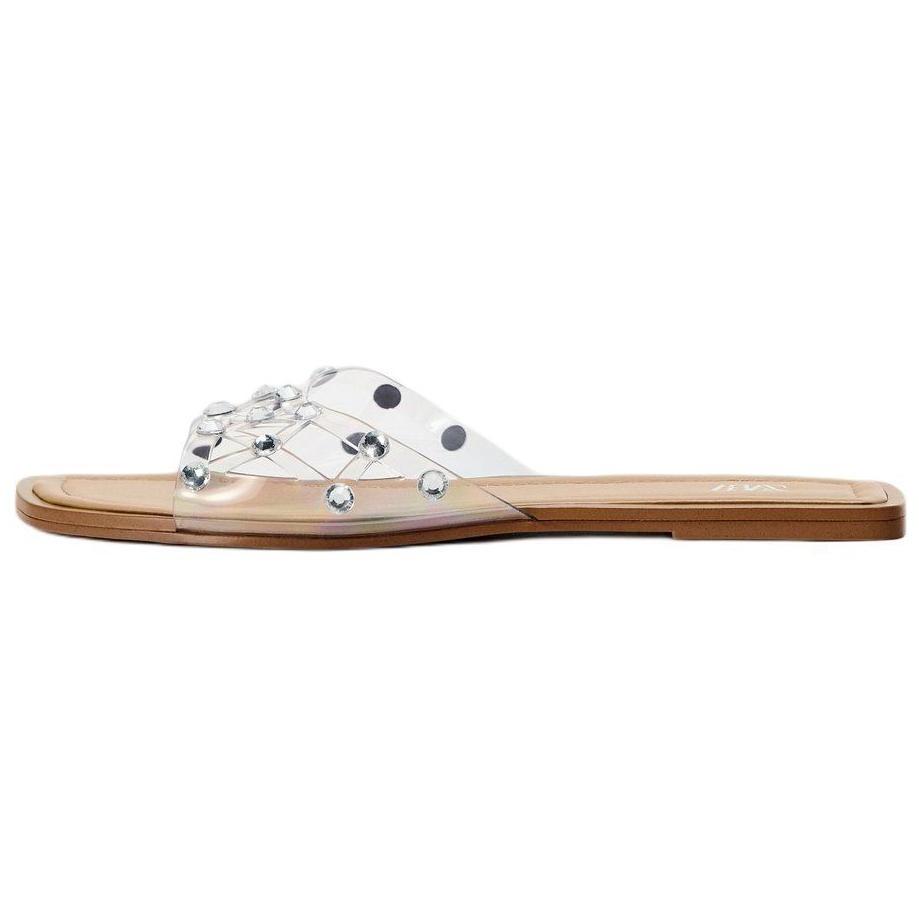 Zara Comfortable Flat Anti-Rubbing Slide Sandals Women Sandals Brown 12617410087