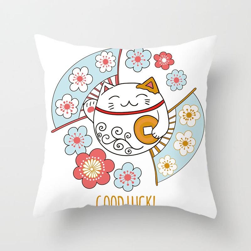 New Style of Lucky Cat Series Pillowcases, Home Office Sofa Pillow Cushion Covers, Seats