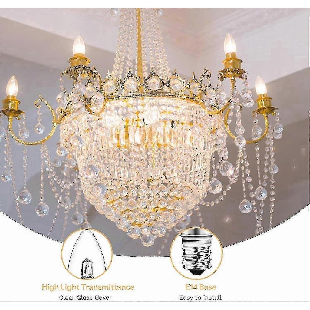 E14 28W Halogen Candle Bulb Dimmable, Clear Glass C35 E14 SES Small Edison Screw Bulb, Halogen Candle Bulb for Chandelier, 230V, 5-Pack