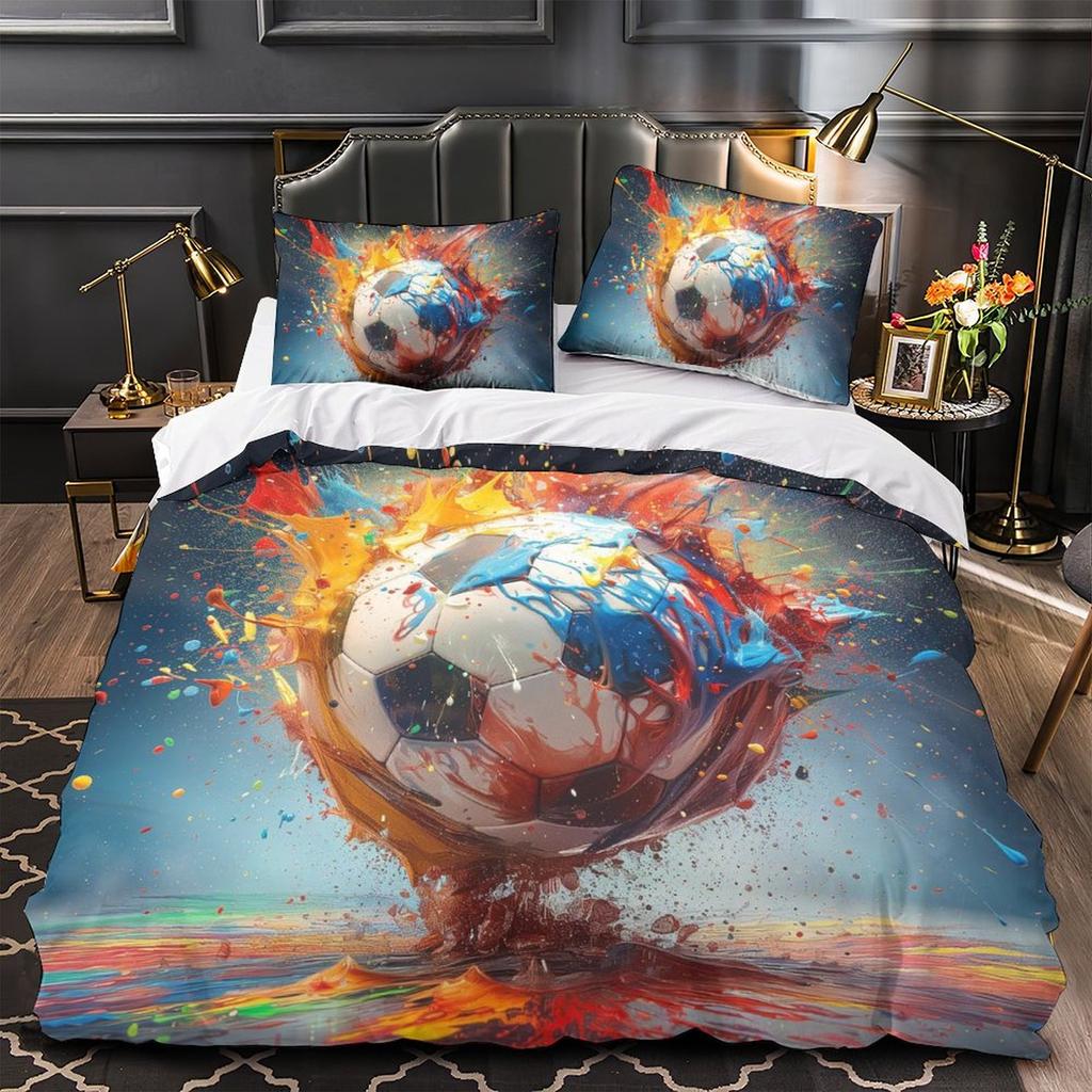 3D-Sport-Bettwäscheset für Sportler, Jungen, Teenager, Herren, Daunen-Bettbezug, Kissenbezug, 2/3-teilig, modischer, schnelltrocknender und schmutzabweisender Bezug