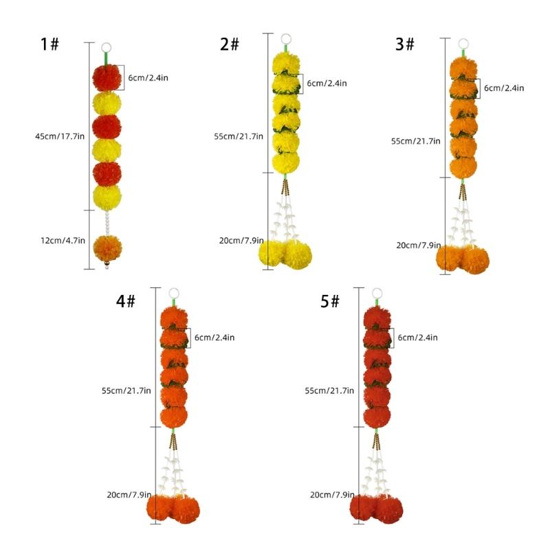 Marigold Hanging Ornament Artificial Marigold Garlands for Decorations Indian/American Wedding Mantles Party Decoration
