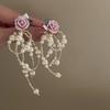 Silver Needle Retro Flower Pearl Earrings French Niche Stud Earrings Light Luxury High-end Earrings Women