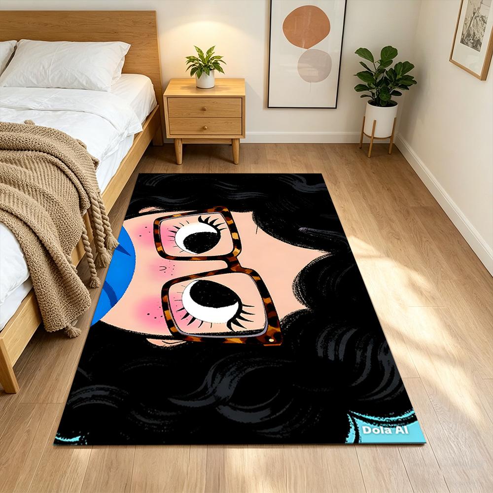 Whimsical Eyes With Glasses Non-Slip Home Carpet Design for Office Decor Living Room Gift