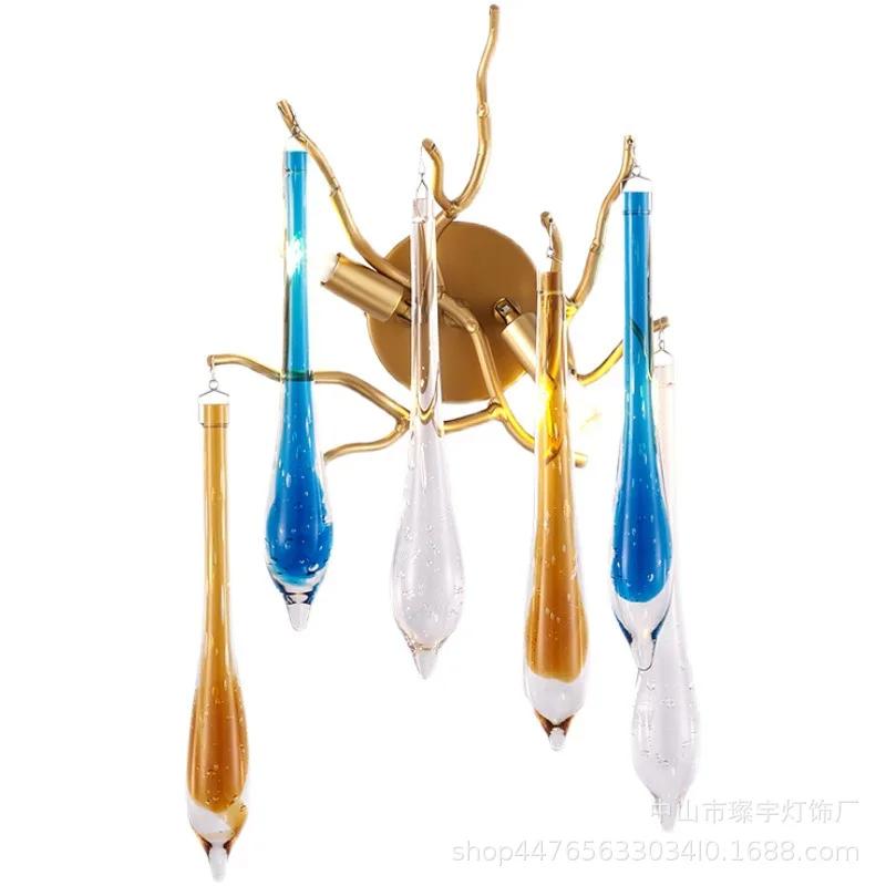 Nordic Luxury Chandelier With Colorful Crystal Branch Design Pendant Lamps Bedroom Restaurant Hotel Kitchen Decoration Lighting