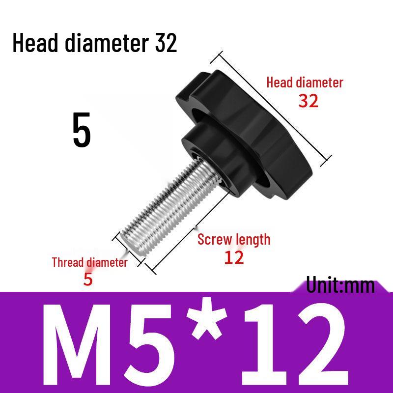 Sexpunkts gummihuvud plastvred bult handtag (M4-M12)