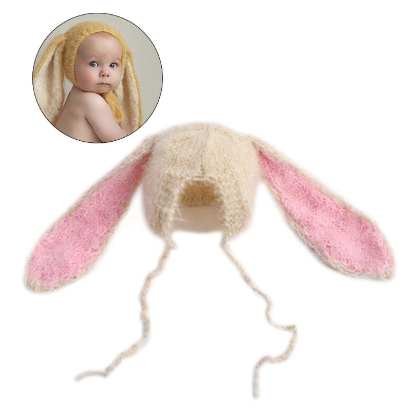 Bunny Ears Costume Hat Newborn Photography Props Baby Photoshooting Caps Lovely Rabbit Hat Skin-Friendly Infant Headwear