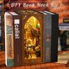 CRIOLPO Book Nook Kit - DIY Doll House Booknook, Book Nook Miniature Kit for Bookshelf Doll Houses for Adults Teen Halloween, 3D Wooden Puzzle