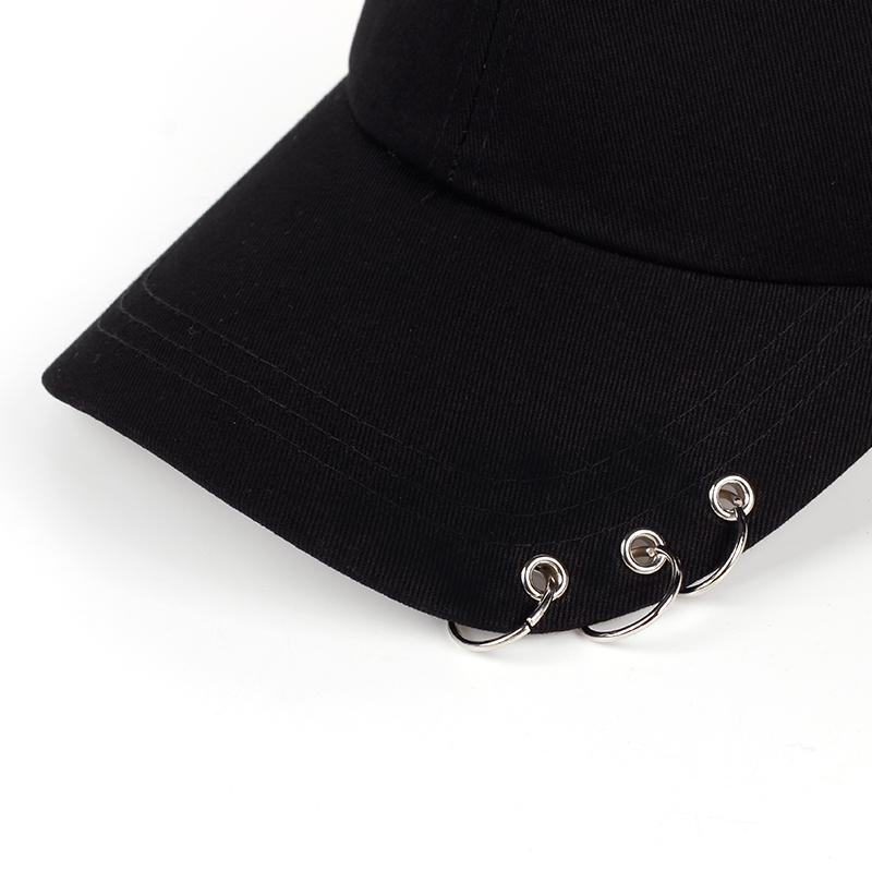 Baseball Cap With Circle Ring Snapback Hats For Women Men Unisex Hip Hop Black White Adjustable Solid Color Kpop Casual New