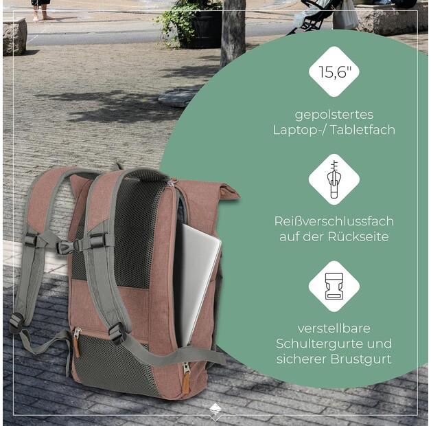 Backpack Travelite Basics Rollup 35 Pink/grey (096310-17)