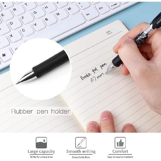 BaoKe Retractable Premium Gel Ink Pen Ball Pen, 0.7mm, PC196, 12 Pack (Black)