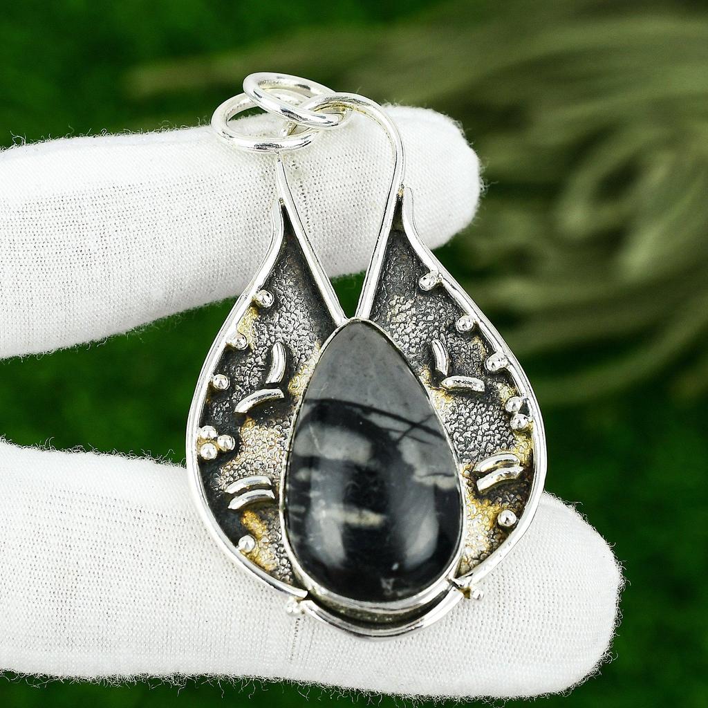 Picasso Jasper Stone Sterling Silver Ethnic Handcrafted Bezel Pendant Jewelry