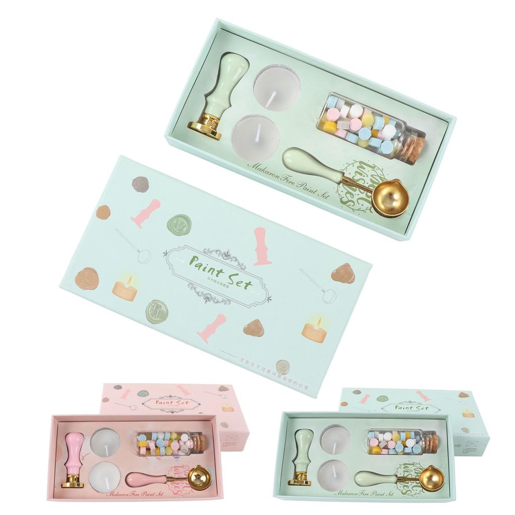 Wax Stamp Kit Retro Removable Handle Iris Pattern Wax Stamp Sealing Kit for Envelope Invitation