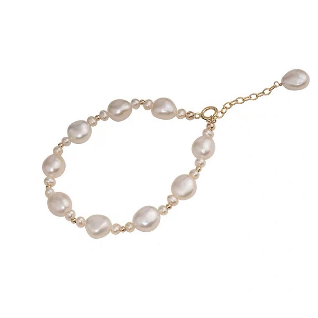 Baroque Special-shaped Pearl 14K Gold Bracelet Niche Ins Sense Retro French Cold Wind Bracelet Gift