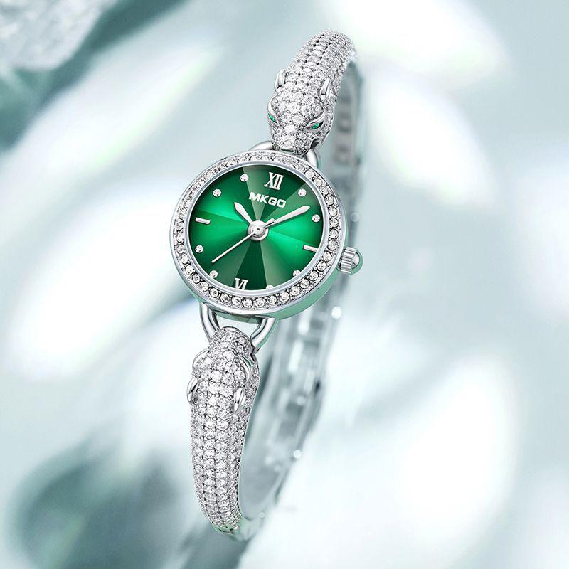 UTHAI L30 Nowy Damski Zegarek Kwarcowy Modny Wzór Głowa Leoparda Wodoodporny Bransoletka Lekki Luksus Inkrustowany Błyszcząca Biżuteria Pełen Diamentów