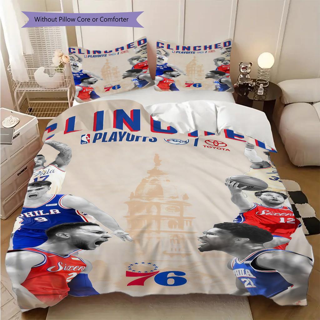 Philadelphia Ers Basketball Spirit Bedding(1 * Duvet Cover + 2 * Pillowcase, Without core)Christmas Birthday Gift Soft and Comfortable