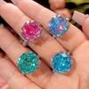 Jewelry Copper Bottom Gold-Plated Imitation Rose Cut Dragon Fruit Color Light Luxury Ring Women 14 * 14