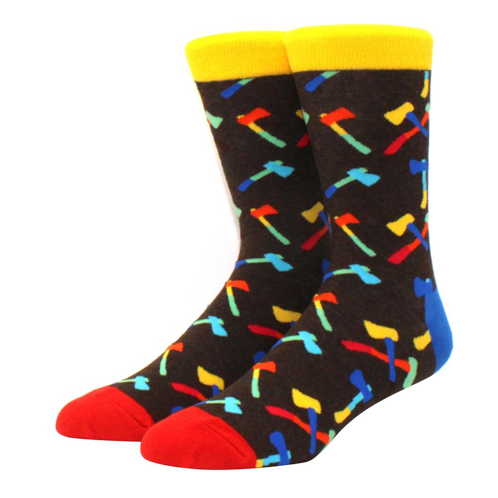 brand new men's socks colorful combed cotton crew socks Jacquard striped knee high socks for Funny men business casual dress