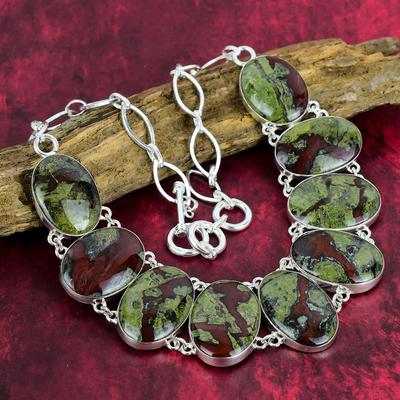 Drachenblutjaspis Halskette, Natürlicher Edelstein 925 Sterling Silber Halskette, handgefertigter Schmuck, Jahrestag und Geburtstagsgeschenk für Sie
