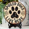 2D Flat 1pc, 8x8 In Round Aluminum Metal Art Logo, Dog Paw Print Slogan Pet Dog Paw Home Decoration Theme, Durable, Pre-Drilled, High Quality