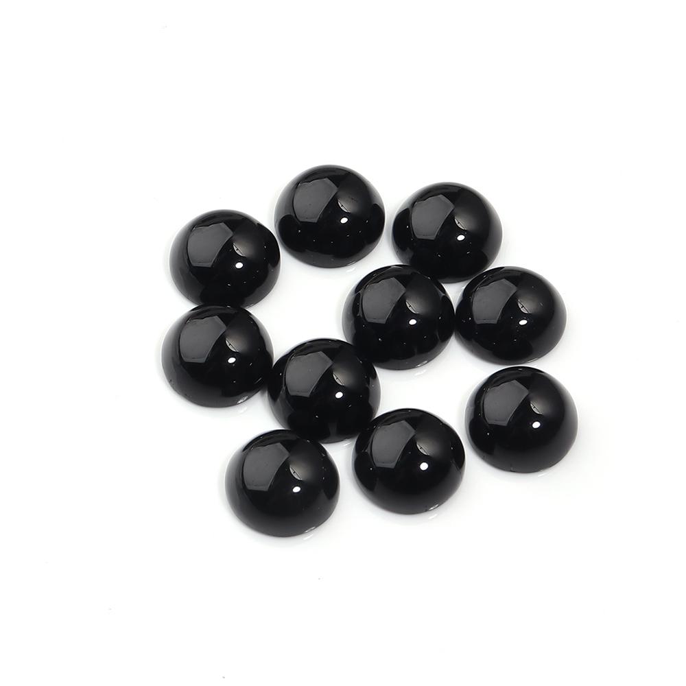 5/10pcs Natural Stone Cabochon Black Agate Round Flatback Cabochon Loose Beads For Jewelry Making DIY Ring Pendants Accessories