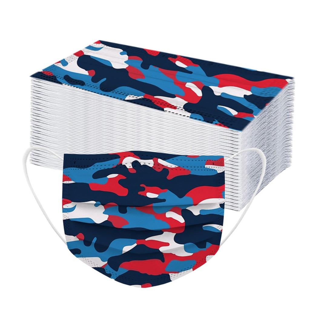 Printing Disposable Three Layer Face Mask With Nose Strip 50PCS