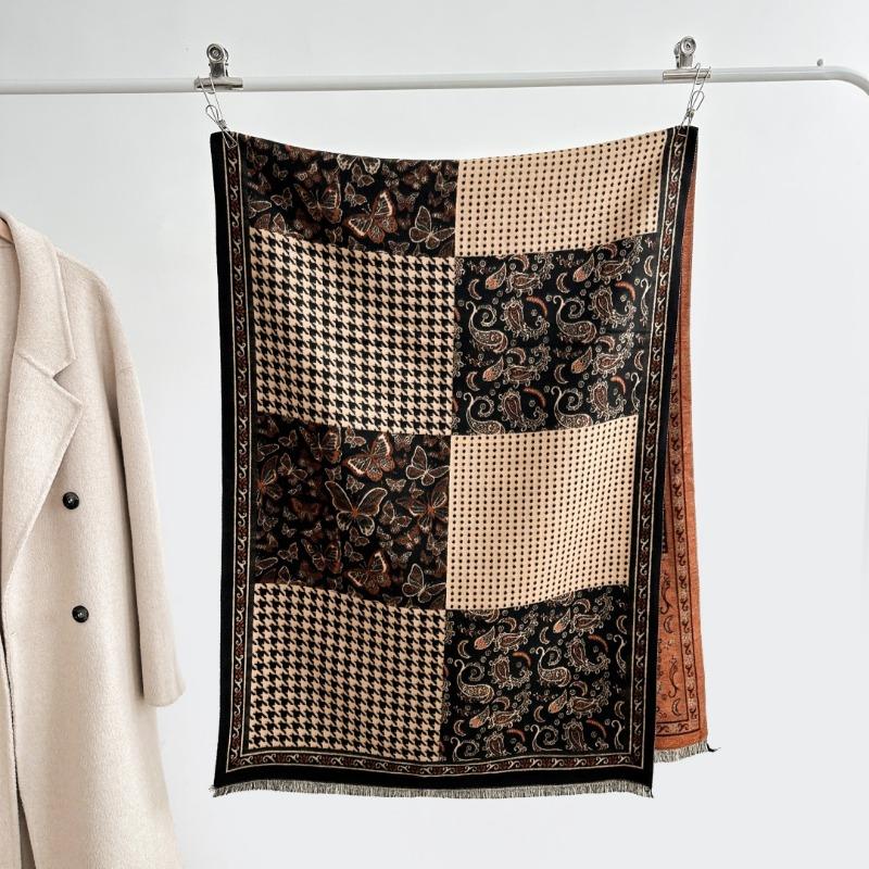 Autumn and winter temperament scarf women's high-end atmosphere retro versatile cashew nut flower skin-friendly, comfortable and warm scarf