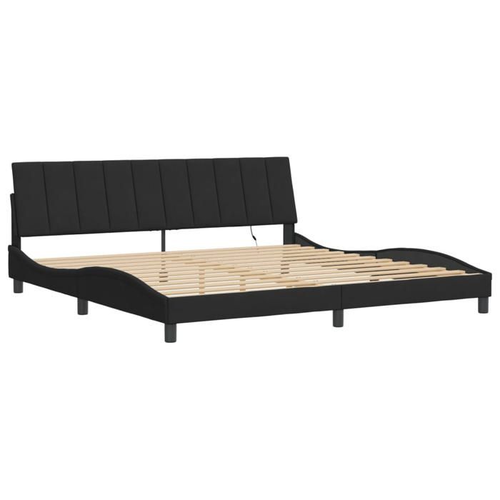 VidaXL Bed Frames with LED Lights, Upholstered Bed with Slat Base, Double Bed, Adult Bed, Modern, Black 200x200 Cm 3213801