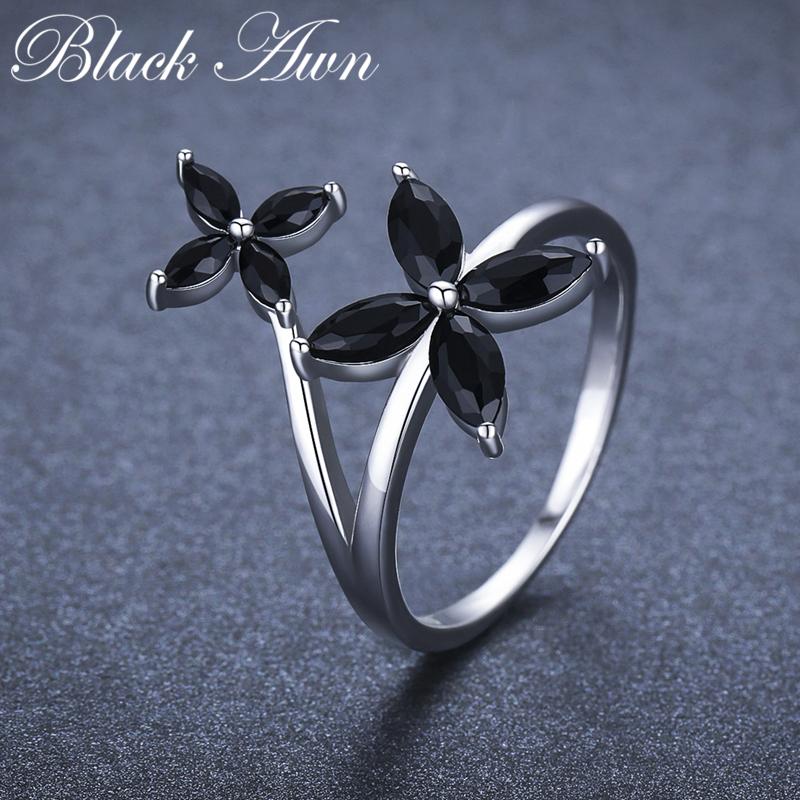 Black Awn Klassische Ringe mit schwarzem Steinschmuck für Damen
