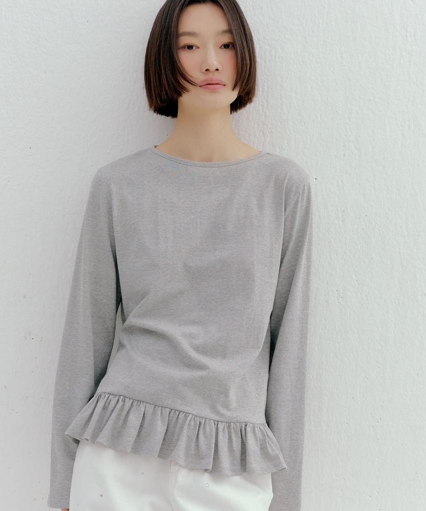 Okuka Layered Frill Top - Gray