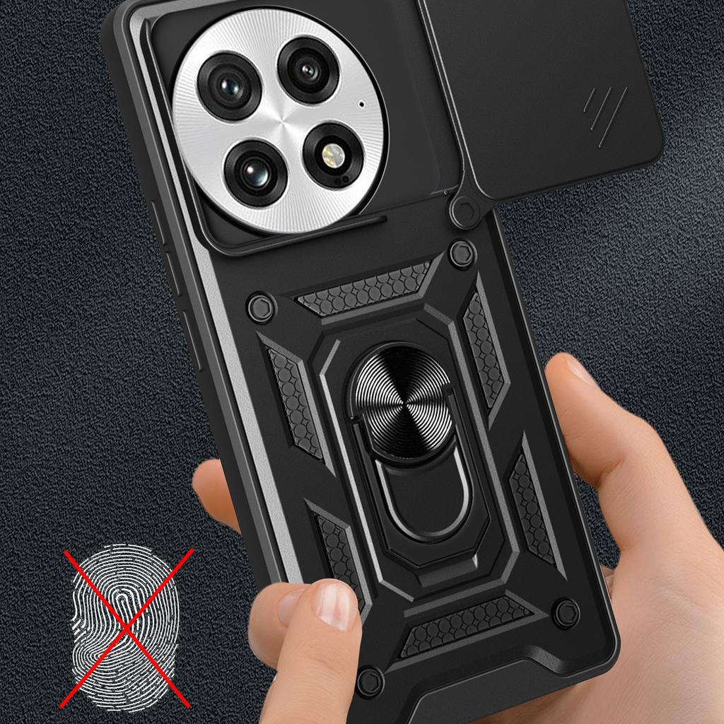 For OnePlus 13 Case with Slide Camera Lid PC+TPU Kickstand Phone Cover