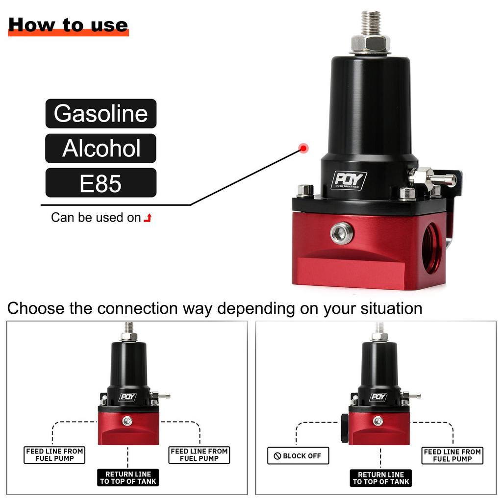 Adjustable Fuel Pressure Regulator 30-140PSI Adjustable Pressure Range 10AN Feed Ports & 10AN Return Port With 0-160PSI Gauge Set