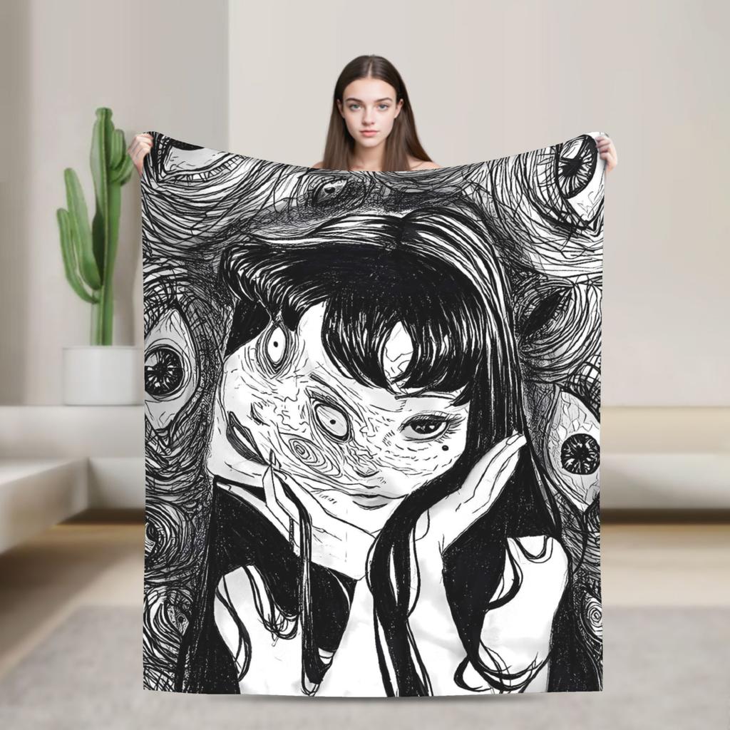 Tomie Junji Ito Blanket  Soft Fashion Plush Throw Blanket For Couch Chair Sofa Bed Travel Flannel Bedspread Bed Cover