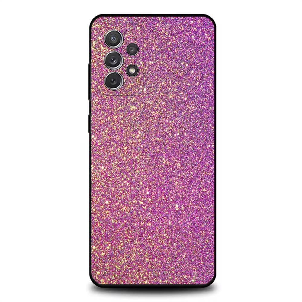 FHNBLJ Gold Pink Glitter Phone Case For Samsung S25,S24,S21,S22,S23,S30,Ultra,S20,Plus,Fe,Lite,Note,10,9,5G Black Cover