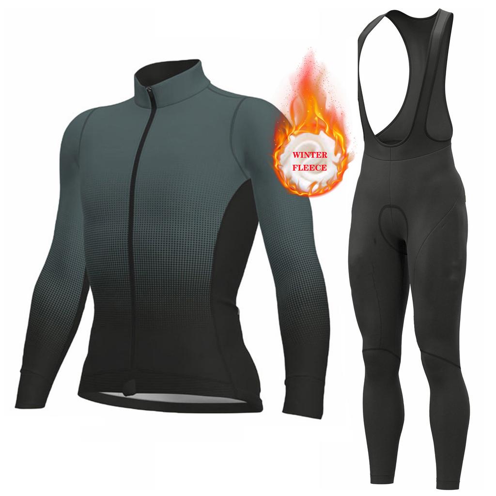 2026 Winter Warm Cycling Clothing Set Long Sleeve Thermal Fleece Cycling Jersey Set Bib Pants Ropa Ciclismo Bicycle Clothing MTB Bike Jersey Uniform