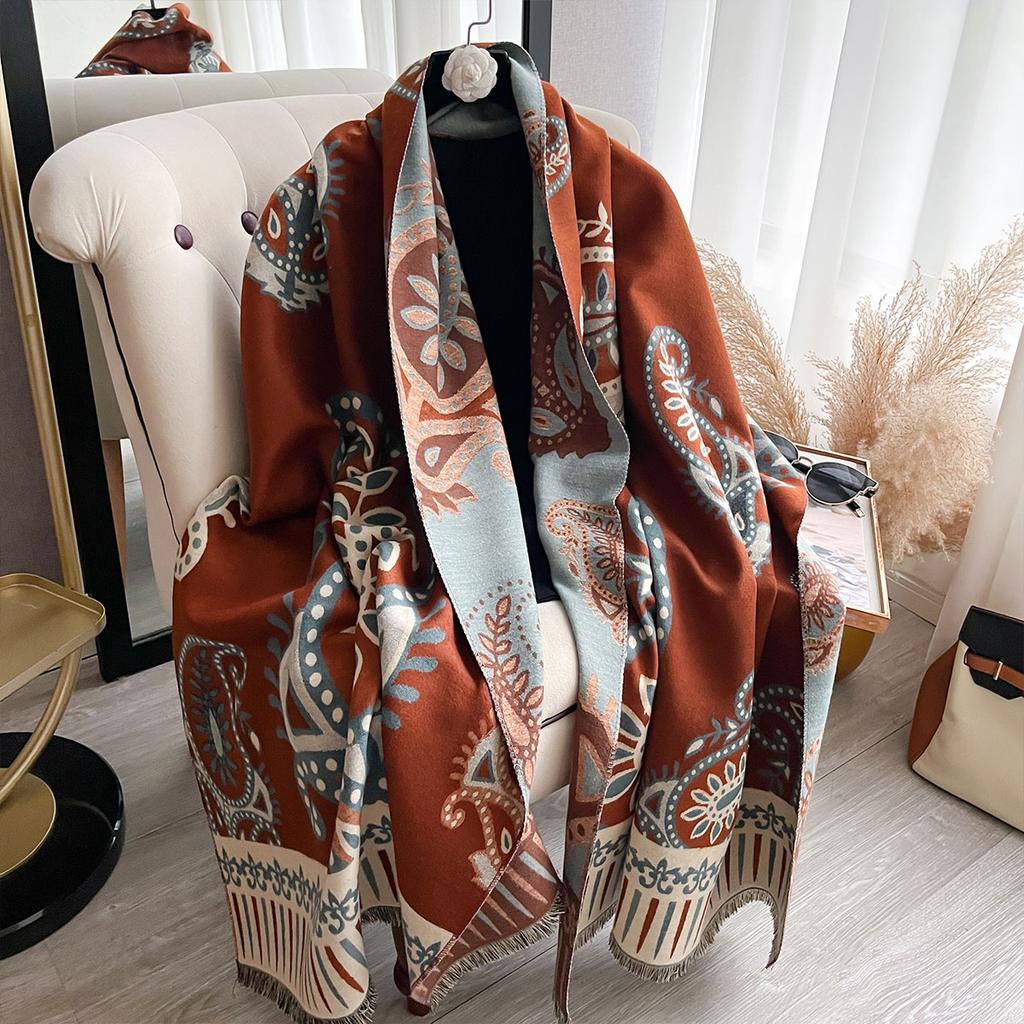 Winter Cashmere Scarf for Women Paisley Shawl Wrap Female Pashmina Luxury Brand Poncho Thick Blanket Warm Bufanda Echarpe Femme