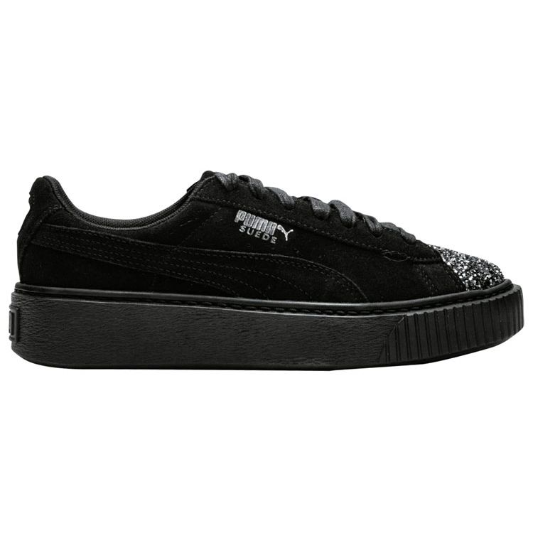 Puma  Suede Platform Crushed Gem - Black Women Sneakers Aged-Silver 365866-01