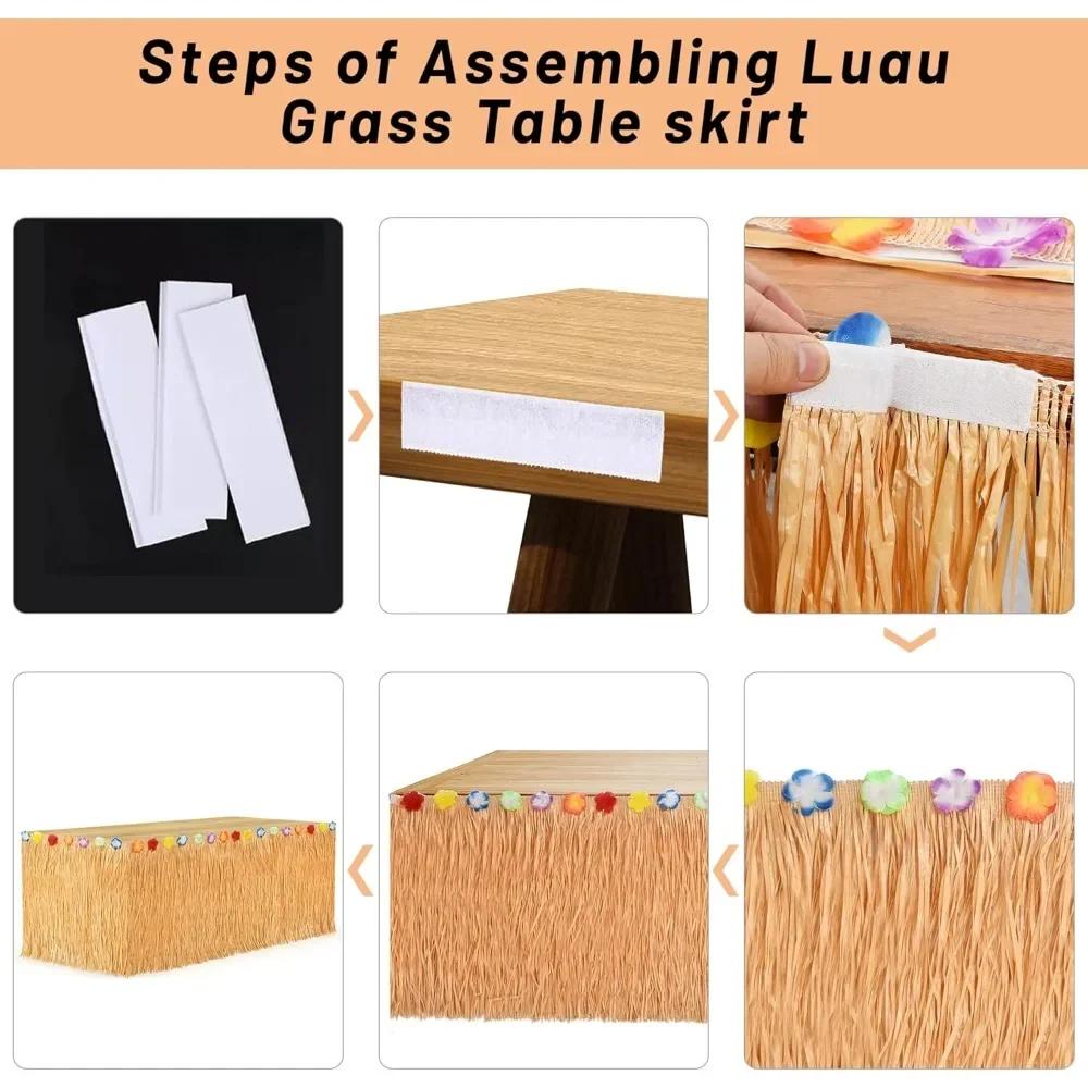 Luau Gras Tischrock Hawaiianische Blumen-Grasröcke für Luau Party Sommer Tropische Hawaiianische Party Dekorationen