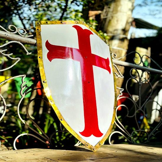 Medieval Heater Shield – Templar Cross Design, 60 Cm, Wall Décor & Role Play