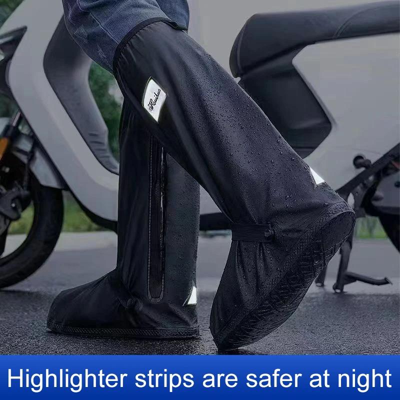 Motorcycle Cycling Shoe Covers, High Top Reflective Waterproof, Unisex Reusable, Dustproof Clear Shoe Covers