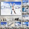 Modern Skiing Snow Art Canvas Painting Winter Skiing Sport Posters and Prints Winter Sports Wall Art for Living Room Decor