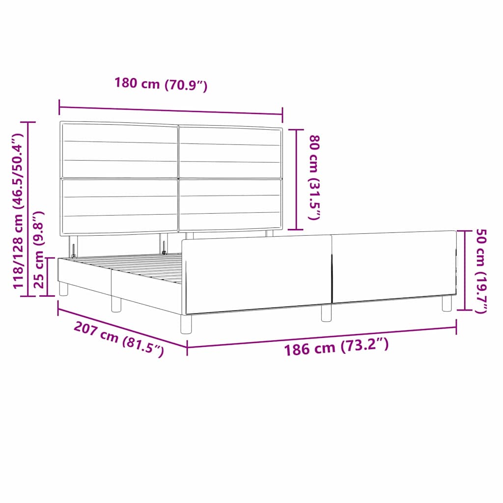 Bed Frame with Headboard Dark Brown 180 x 200 cm Fabric