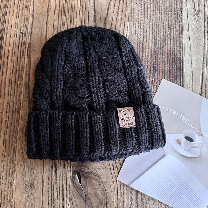 Beanie Wool Winter Hat Thick Knitted Cap Windproof Casual Accessory Fashion