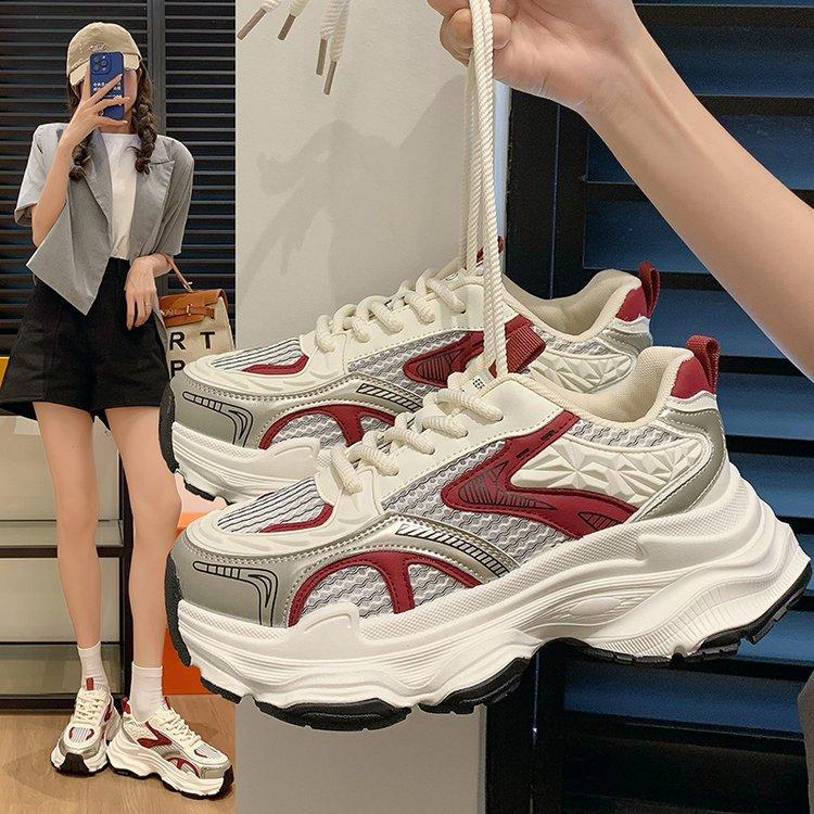 Dad shoes women's shoes ins2024 new spring and summer platform sports shoes mesh showing feet small sports casual shoes