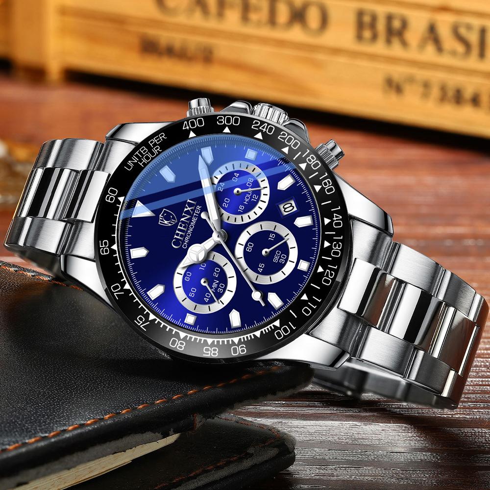 Men Watch Steel Luminous Watches Men's Army Military Quartz Wristwatch Chronograph Male Clock Relogio Masculino