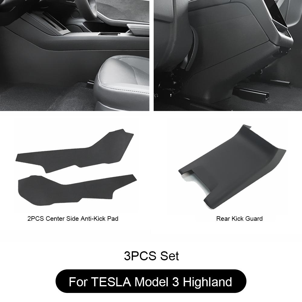 For Tesla Model 3 Highland 2024 Rear Seat Child Anti-Kick Board Anti Dirty Kickproof Mats Car Center Console Side Anti-Dirt Mats