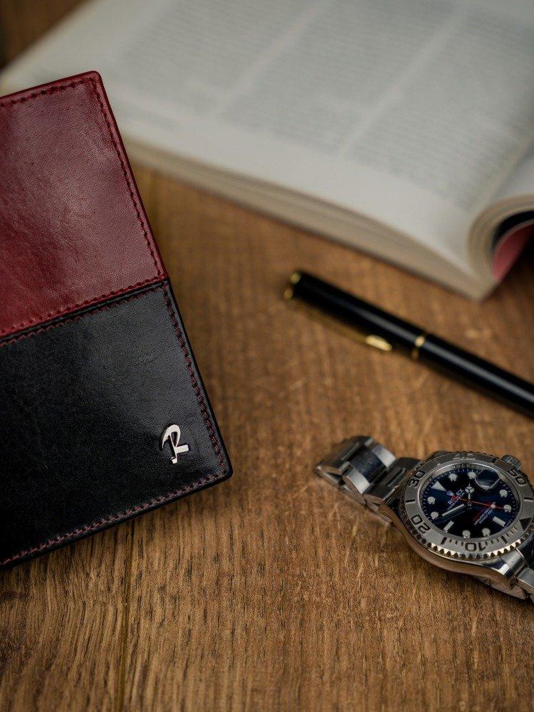 Leather vertical two-tone foldable RFID wallet - Rovicky