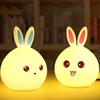 LED Rechargeable Night Light Cute Rabbit Colorful Light Clap Lamp Pat Lamp Night Feeding Baby Bedroom and Kid's Christmas Gift