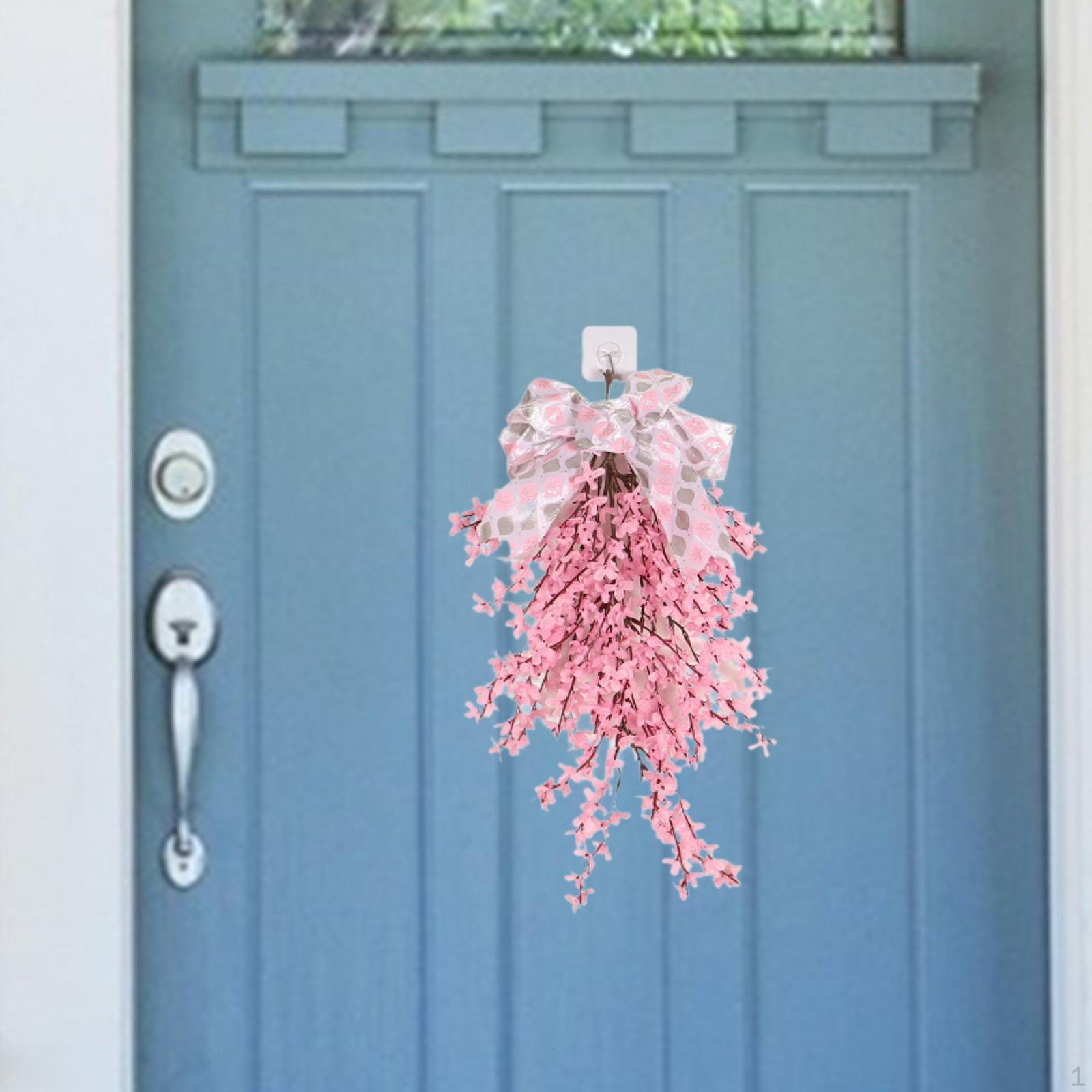 

Artificial Flower Teardrop Wreath Front Door Decorative Gift Photo Prop Hanging Decor for розовый