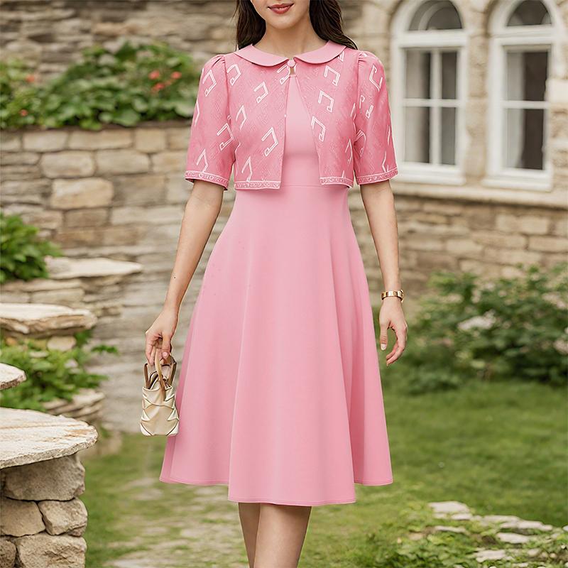 

ZANZEA Женское летнее повседневное платье с круглым вырезом и короткими рукавами с принтом 4XL розовый